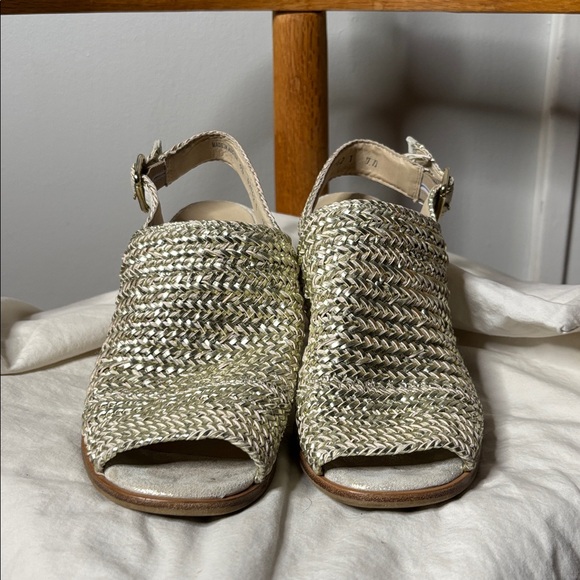 Silver Woven Slingback Heeled Sandals | Paul Green | Size 4.5 (UK), 7 (US) - Picture 8 of 9